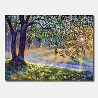 Tree by River First Rays of Afternoon Sun  Wall Art