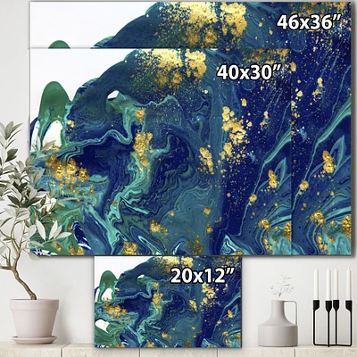 Golden Marble on Dark Blue Universe  Wall Art