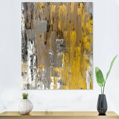 Toile  « Yellow and Beige Abstract Art Painting »