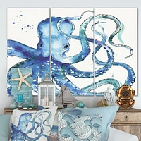 Blue Deep Sea VIII Canvas Wall Art - 3 Panels