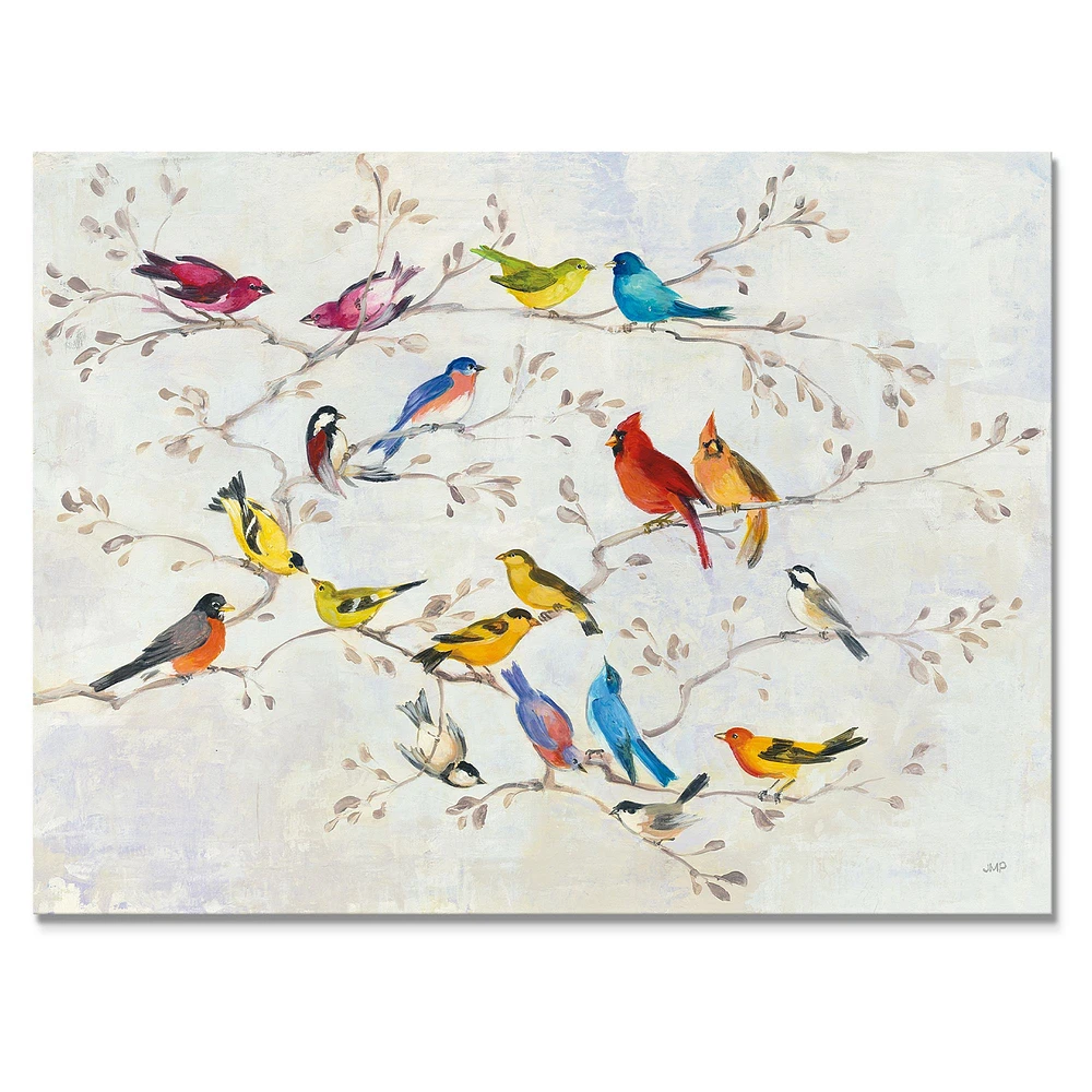 Multicolor Birds on Tree  Canvas Art