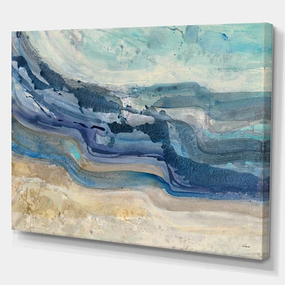 Coast Blue Sea Waves Watercolour Wood Canvas Art