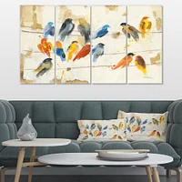 Multicolor Bird Meeting Canvas Wall Art Panels
