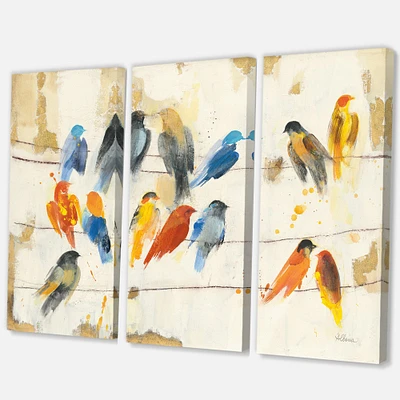 Multicolor Bird Meeting Canvas Wall Art
