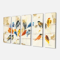 Multicolor Bird Meeting Canvas Wall Art Panels