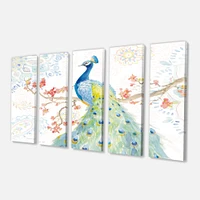peacocks Watercolor II  Canvas Wall Art