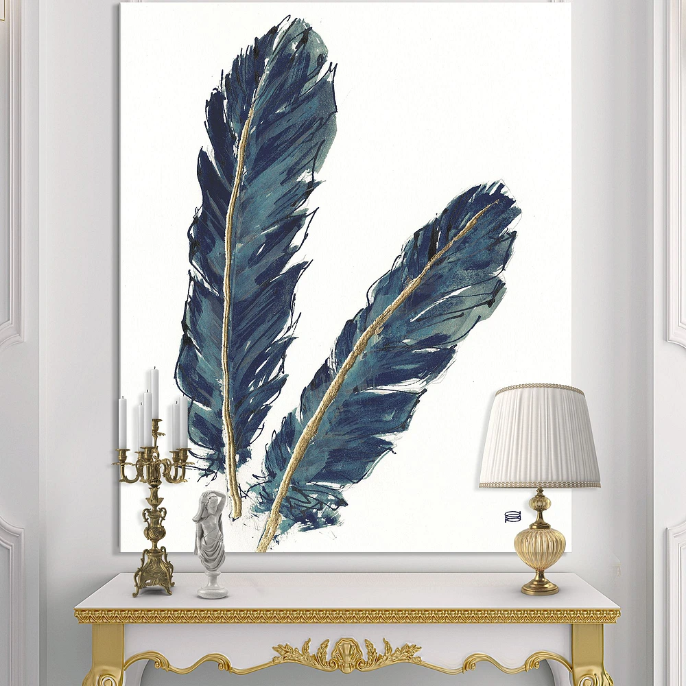 Toile « Gold Indigo Feathers IV »