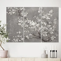 White Cherry Blossoms II Canvas Wall Art Print - 3 Panels