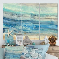 Ocean Mineral Waves Canvas Art - 3 Panels