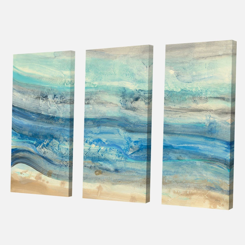 Ocean Mineral Waves Canvas Art - 3 Panels