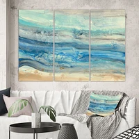 Ocean Mineral Waves Canvas Art - 3 Panels