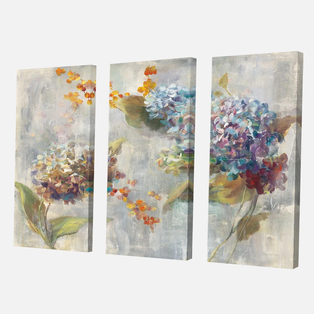 Autumn Hydrangea Canvas Wall Art - 3 panels