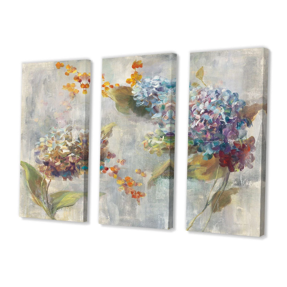 Autumn Hydrangea Canvas Wall Art - 3 panels