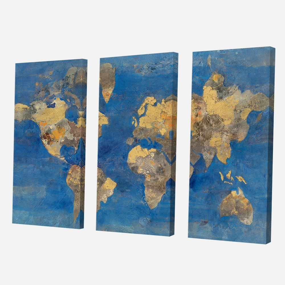 Golden Glam World Map  Canvas Wall Art