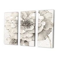 Indigold Grey Peonies I Canvas Wall Art - 3 Panels