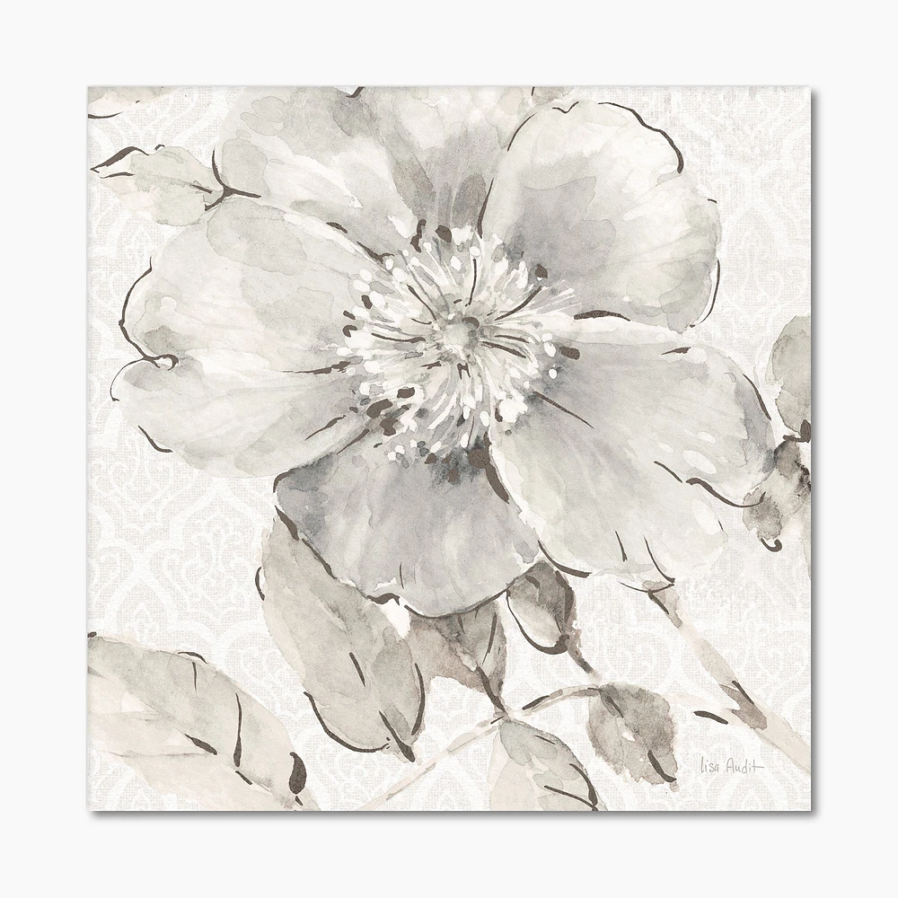 Toile « Indigold Grey Peonies II