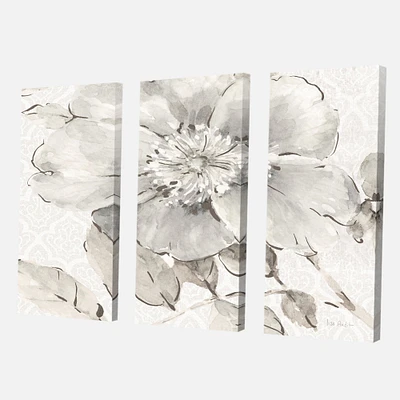 Indigold Grey Peonies II Canvas Wall Art - 3 Panels