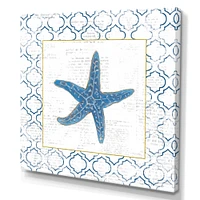 Navy Starfish with Gold  Canvas Wall Art