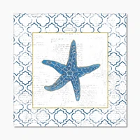 Navy Starfish with Gold  Canvas Wall Art