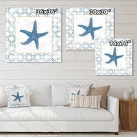 Navy Starfish with Gold  Canvas Wall Art