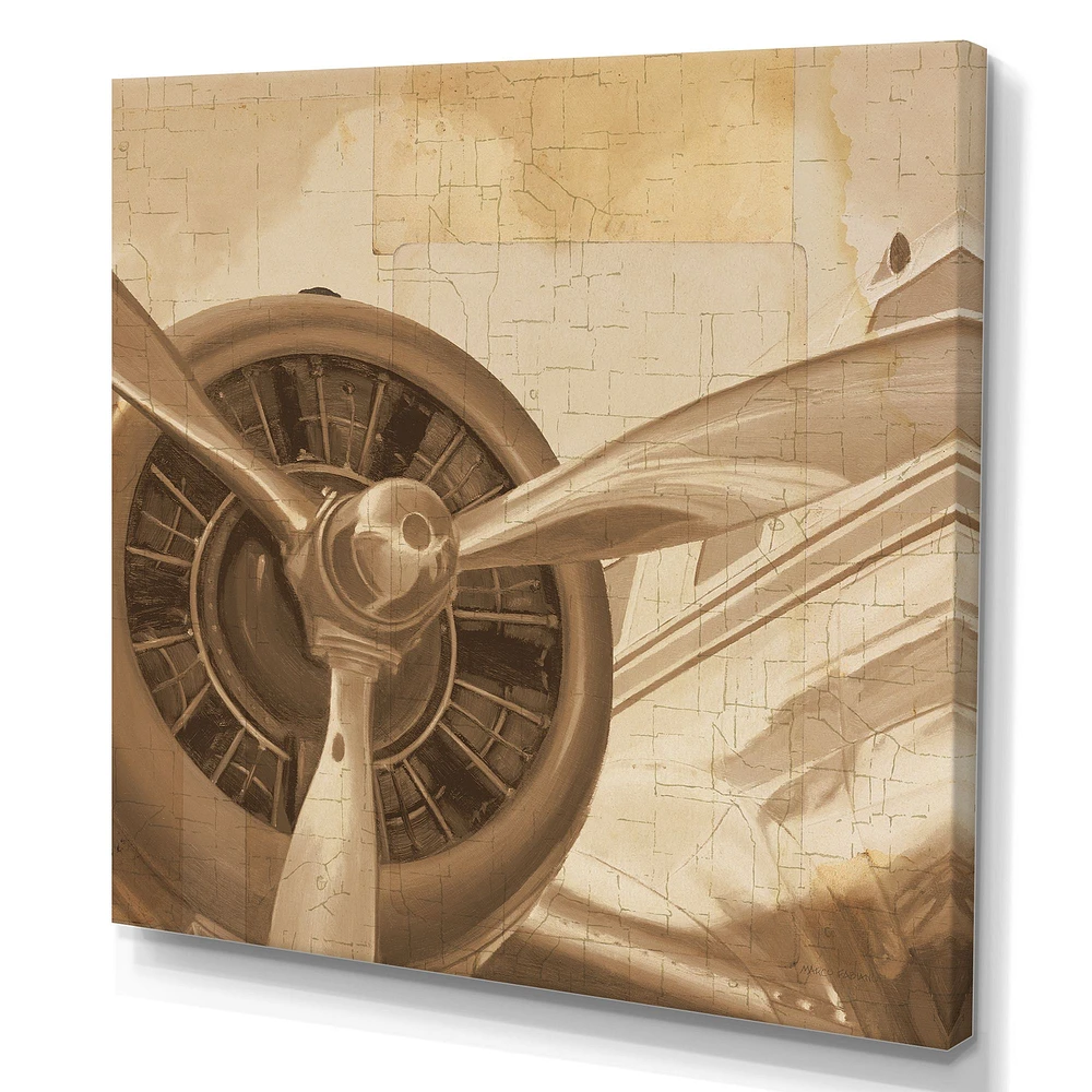 Toile « Retro Airplanes Sepia