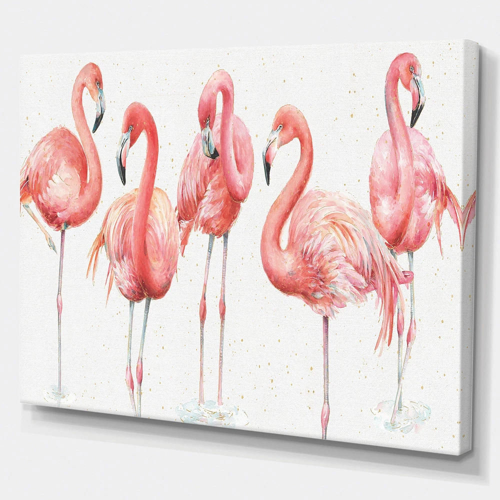 Gracefully Pink Shabby Flamingo  Canvas Wall Art