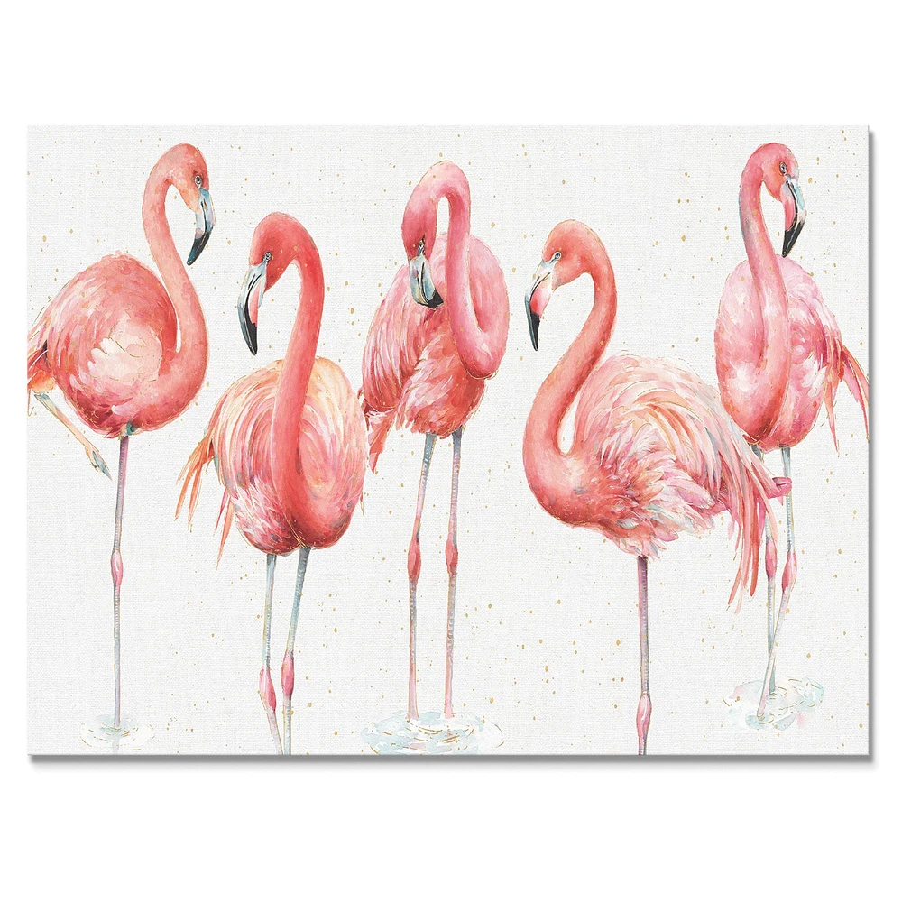 Gracefully Pink Shabby Flamingo  Canvas Wall Art