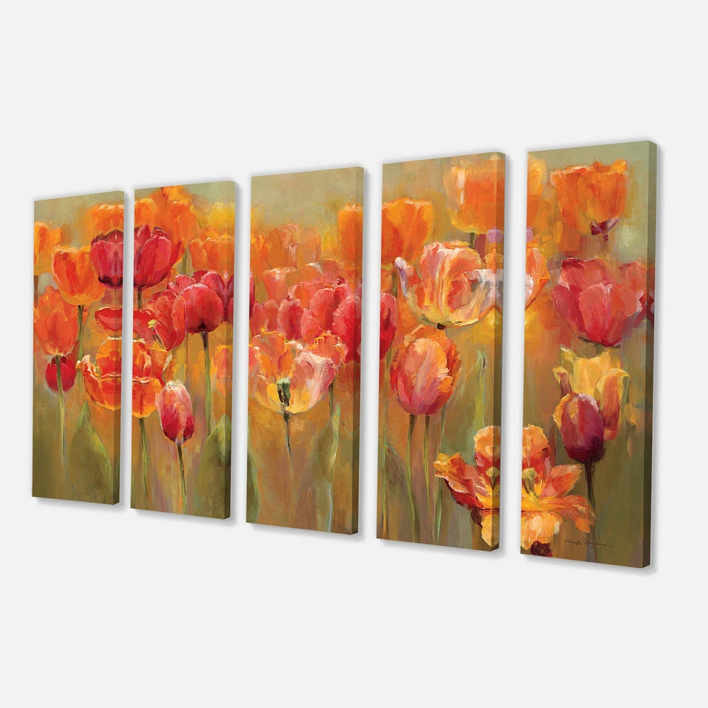 Red Tulips Canvas Wall Art Panels