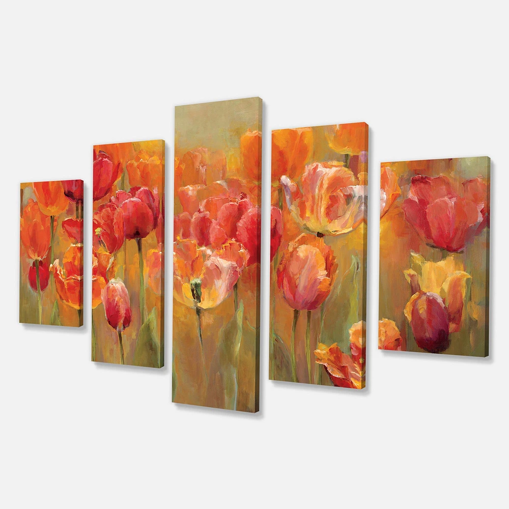 Red Tulips Canvas Wall Art Panels