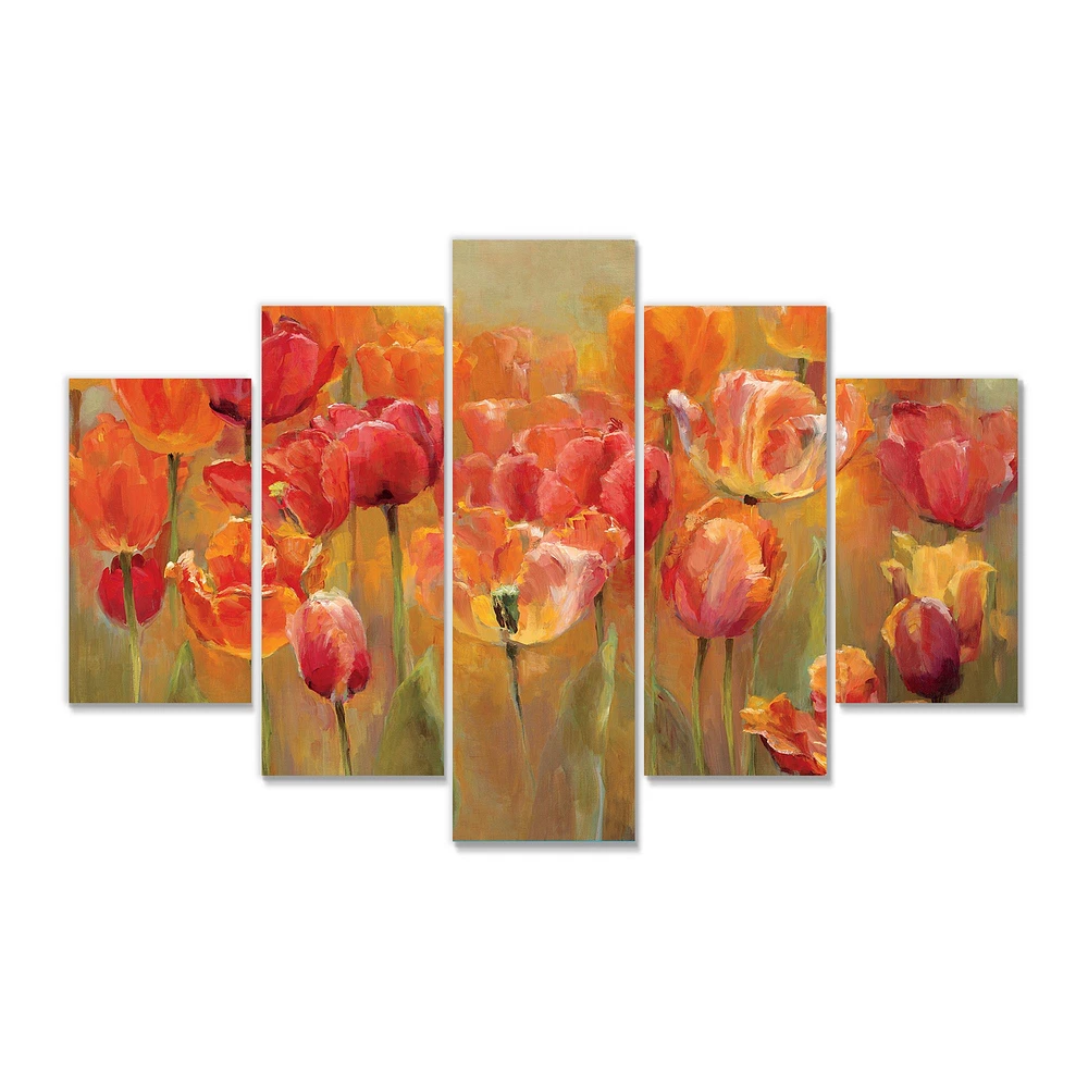 Red Tulips Canvas Wall Art Panels