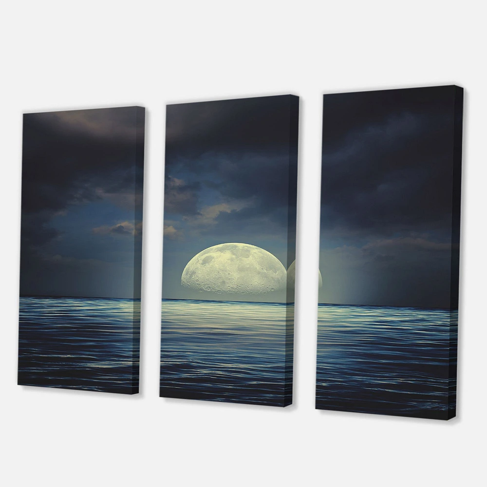 Super Moon Over The Sea II  Canvas Wall Art