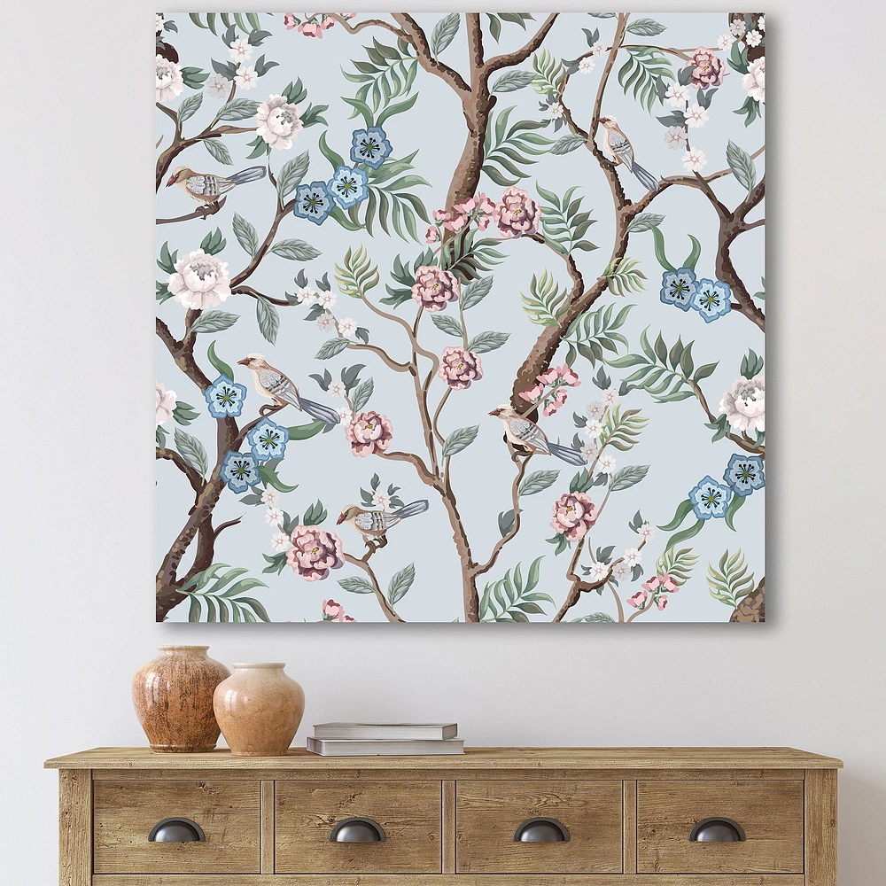 Toile « Chinoiserie with Birds and Peonies X