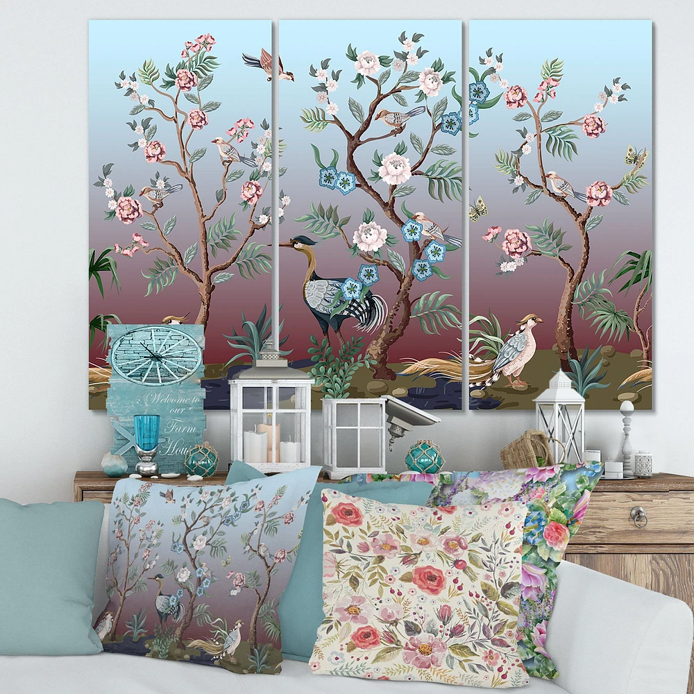 Toile « Chinoiserie with Birds and Peonies XI