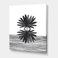 Black and White Tropical Leaf on Striped II  Wall Art