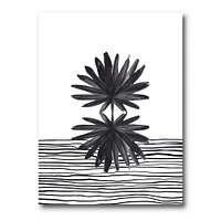 Black and White Tropical Leaf on Striped II  Wall Art