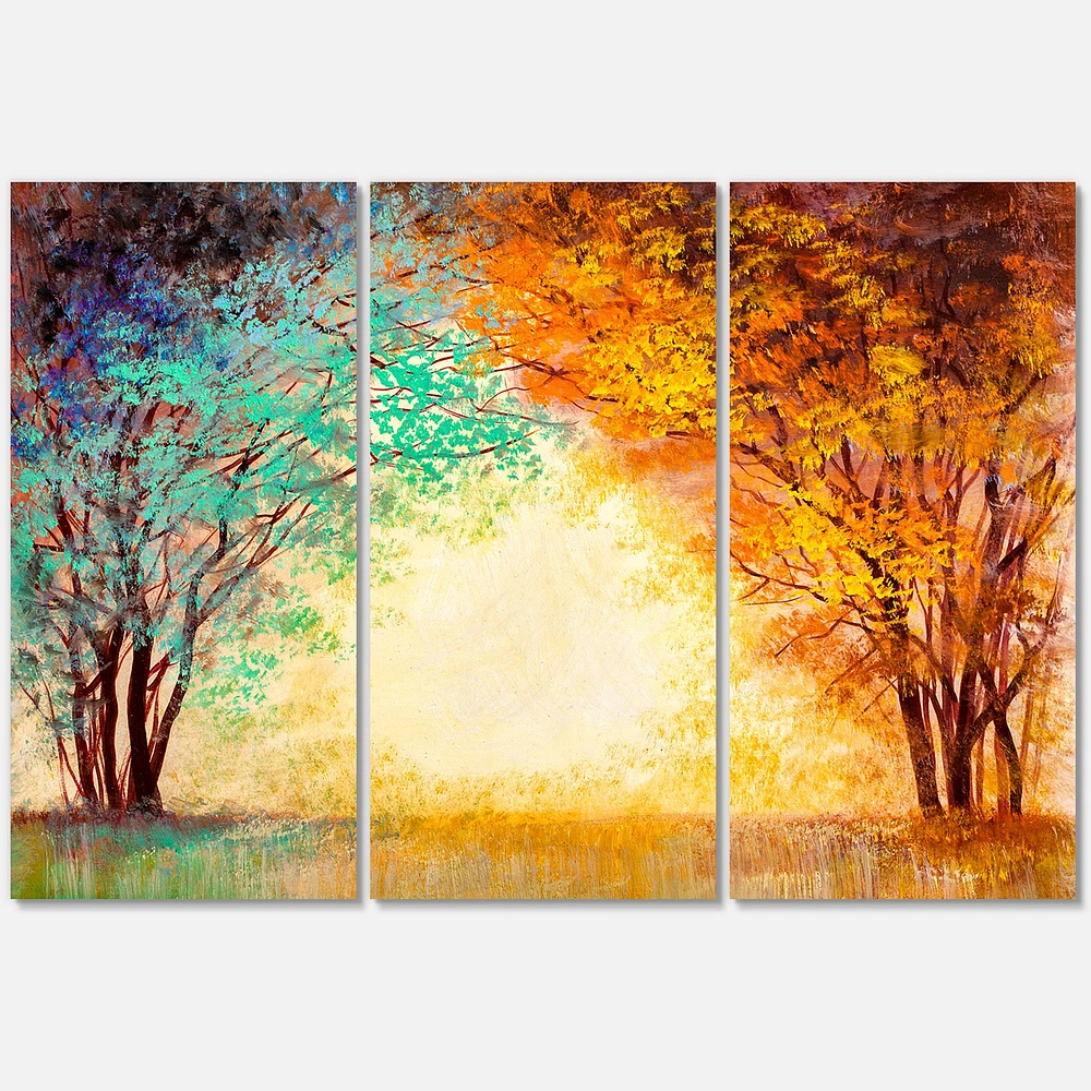 Toile « Alley Through The Park in Autumn Sunset » - 3 panneaux