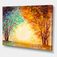 Toile « Alley Through The Park Autumn Sunset »