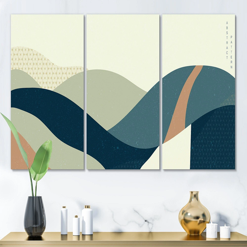 Abstract Geometric Landscape with Hills   Canvas Wall Art