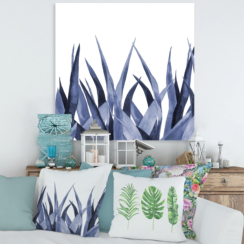 Toile imprimée « Navy Blue Agave Leaves »