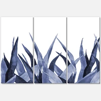 Navy Blue Agave Leaves Canvas Wall Art Panels