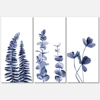 Navy Blue Eucalyptus I Canvas Wall Art Panels