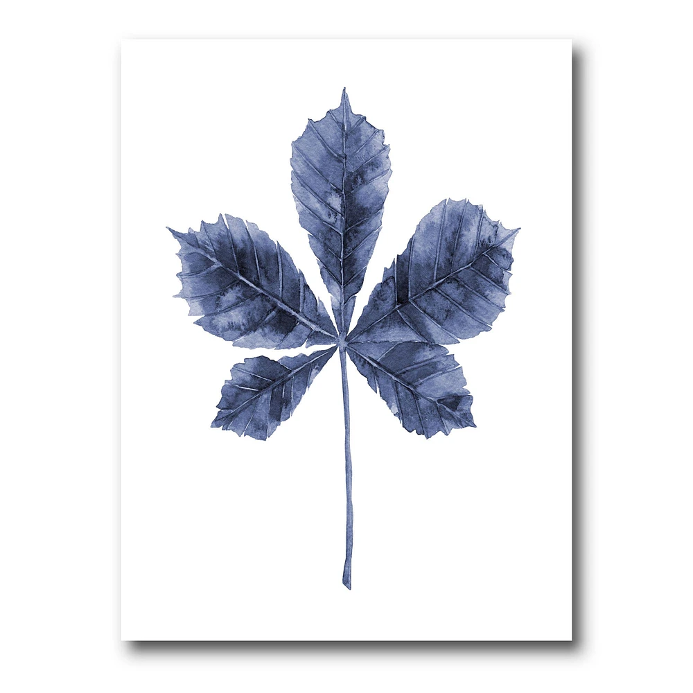 Navy Blue Chestnut Leaf  Wall Art