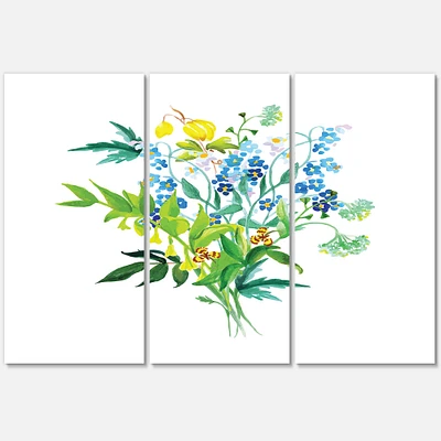 Meadow Flowers Garland Canvas Wall Art - 3 Panels