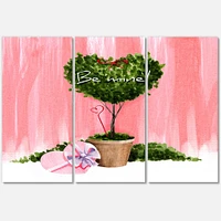 Heart Shaped Valentine House Plant Canvas Wall Art - 3 Panels