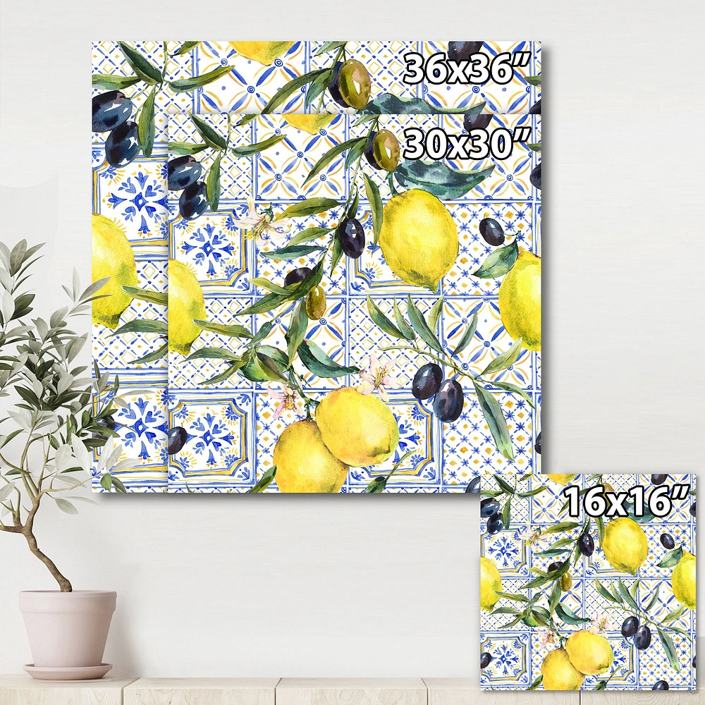 Toile « Lemon Ornament on Blue al Pattern III