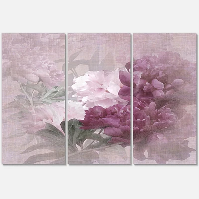 Vintage Purple and Pink Flowers II Canvas Wall Art - 3 Panels