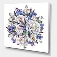 Bouquet Peonies White and Blue  Wall Art