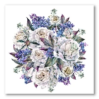 Bouquet Peonies White and Blue  Wall Art