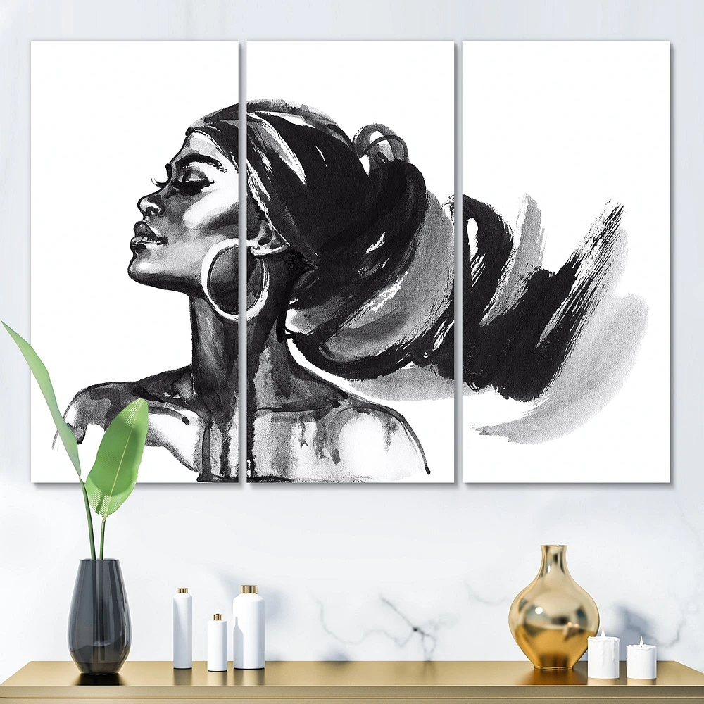 Monochrome Portrait of African American Woman IV   Canvas Wall Art