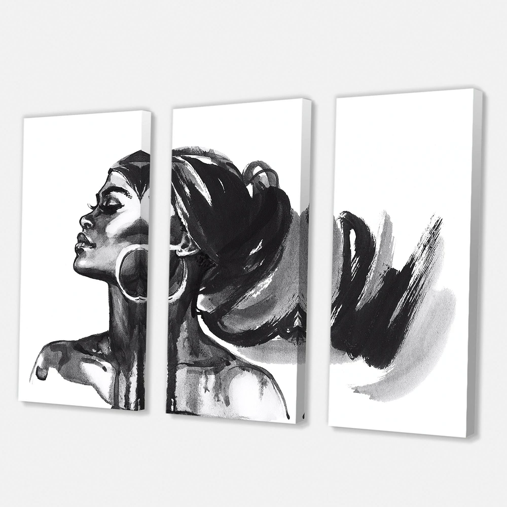 Monochrome Portrait of African American Woman IV   Canvas Wall Art